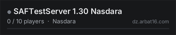 SAFTestServer 1.30 Nasdara on the AR16 DayZ server list