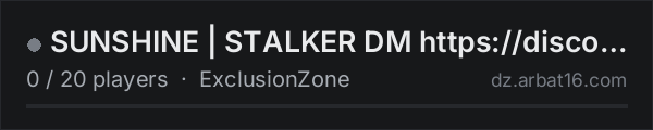 SUNSHINE | STALKER DM https://discord.gg/sunshinestalker on the AR16 DayZ server list