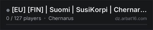 [EU] [FIN] | Suomi | SusiKorpi | Chernarus on the AR16 DayZ server list