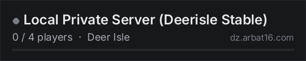 Local Private Server (Deerisle Stable) on the AR16 DayZ server list