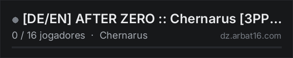 [DE/EN] AFTER ZERO :: Chernarus [3PP] | Vanilla++ | Custom Bunk na lista de servidores de DayZ da AR16