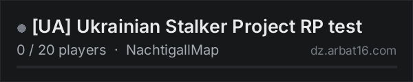 UA Ukrainian Stalker Project RP test on the AR16 DayZ server list