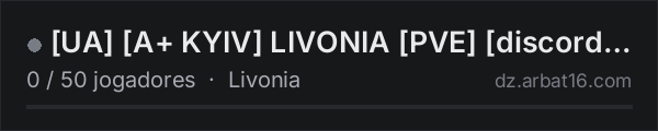 UA A+ KYIV LIVONIA PVE discord.gg/g2vE6tX na lista de servidores de DayZ da AR16