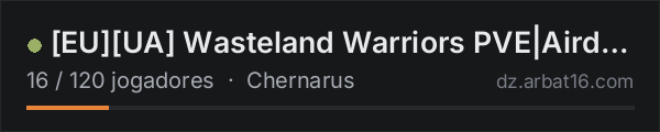 [EU][UA] Wasteland Warriors PVE|Airdrops|AI|Heli|Quest|BBP na lista de servidores de DayZ da AR16