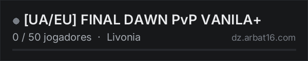 UA/EU FINAL DAWN PvP VANILA+ na lista de servidores de DayZ da AR16