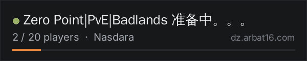 Zero Point|PvE|Badlands 准备中。。。 on the AR16 DayZ server list
