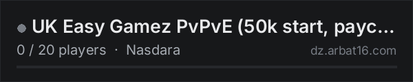 UK Easy Gamez PvPvE (50k start, paychecks, black market, helis on the AR16 DayZ server list