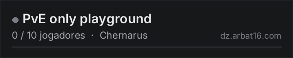 PvE only playground na lista de servidores de DayZ da AR16