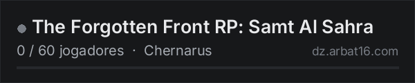 The Forgotten Front RP: Samt Al Sahra na lista de servidores de DayZ da AR16