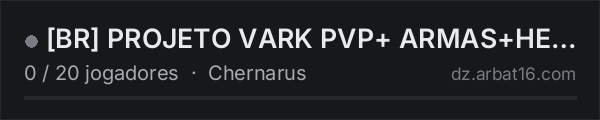 [BR] PROJETO VARK PVP+ ARMAS+HELI+KOTH+AIRDROP  1PP na lista de servidores de DayZ da AR16