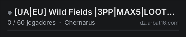 [UA|EU] Wild Fields |3PP|MAX5|LOOTX5|3PP na lista de servidores de DayZ da AR16