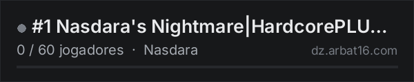 #1 Nasdara's Nightmare|HardcorePLUS|discord.gg/Bw9TTcMcsZ na lista de servidores de DayZ da AR16