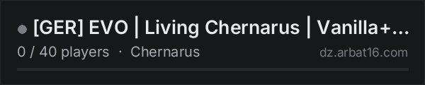 GER EVO | Living Chernarus | Vanilla+Mods | 1PP | PVP on the AR16 DayZ server list
