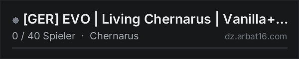 [GER] EVO | Living Chernarus | Vanilla+Mods | 1PP | PVP in der DayZ-Serverliste von AR16