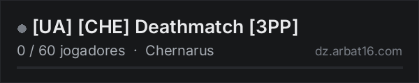 [UA] [CHE] Deathmatch [3PP] na lista de servidores de DayZ da AR16