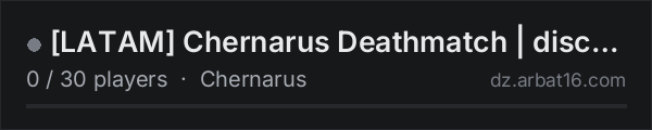 [LATAM] Chernarus Deathmatch | Rondas 15 min | 1PP | JTosman on the AR16 DayZ server list