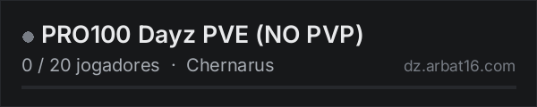 PRO100 Dayz PVE (NO PVP) na lista de servidores de DayZ da AR16