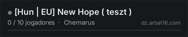 [Hun | EU] New Hope ( teszt ) na lista de servidores de DayZ da AR16