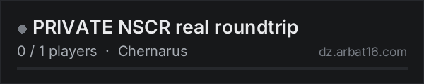 PRIVATE NSCR real roundtrip on the AR16 DayZ server list