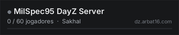 MilSpec95 DayZ Server na lista de servidores de DayZ da AR16