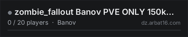 zombie_fallout Banov PVE ONLY 150k Start Wipe(May 13th) Bunkers on the AR16 DayZ server list