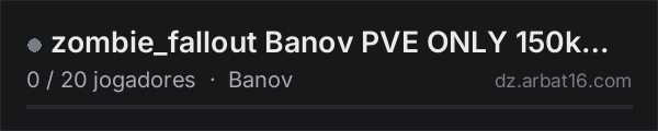 zombie_fallout Banov PVE ONLY 150k Start Wipe(May 13th) Bunkers na lista de servidores de DayZ da AR16