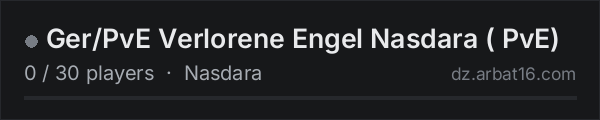 Ger/PvE Verlorene Engel Nasdara ( PvE) on the AR16 DayZ server list