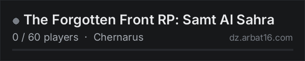 The Forgotten Front RP: Samt Al Sahra on the AR16 DayZ server list