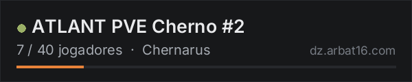ATLANT PVE Cherno #2 na lista de servidores de DayZ da AR16