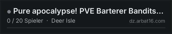 Pure apocalypse! PVE Barterer Bandits Skill Moonshine Cars in der DayZ-Serverliste von AR16