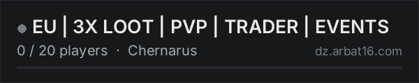 EU | 3X LOOT | PVP | TRADER | EVENTS on the AR16 DayZ server list
