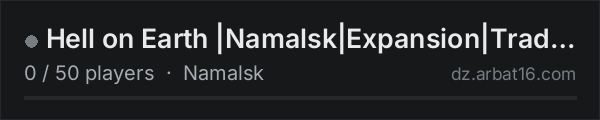 Hell on Earth |Namalsk|Expansion|Trader|Loot+|AI+ on the AR16 DayZ server list