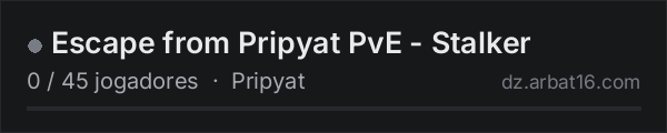 Escape from Pripyat PvE - Stalker na lista de servidores de DayZ da AR16