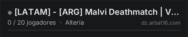 LATAM - ARG Malvi Deathmatch | Vanilla - 1PP na lista de servidores de DayZ da AR16