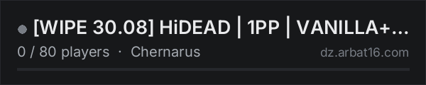 [WIPE 30.08] HiDEAD | 1PP | VANILLA+ | 5MAX | EU | AUTUM SEASON on the AR16 DayZ server list