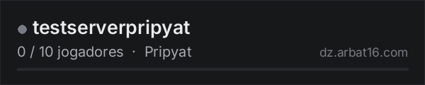 testserverpripyat na lista de servidores de DayZ da AR16