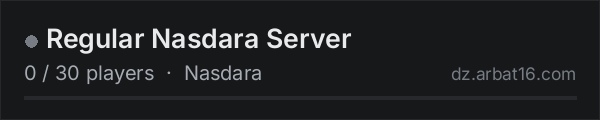 Regular Nasdara Server on the AR16 DayZ server list