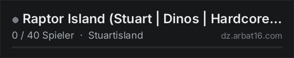 Raptor Island (Stuart | Dinos | Hardcore | Quest | 1PP) in der DayZ-Serverliste von AR16