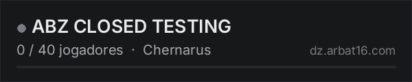 ABZ CLOSED TESTING na lista de servidores de DayZ da AR16