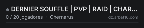 DERNIER SOUFFLE | PVP | RAID | CHARNARUS | na lista de servidores de DayZ da AR16