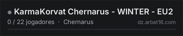 KarmaKorvat Chernarus - WINTER - EU2 na lista de servidores de DayZ da AR16