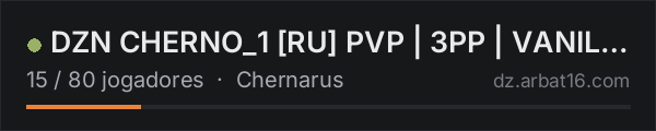 DZN CHERNO_1 [RU] PVP | 3PP | VANILLA++ na lista de servidores de DayZ da AR16