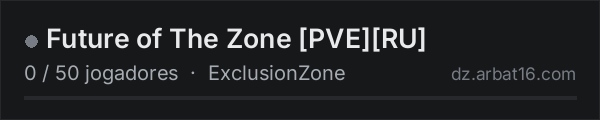 Future of The Zone [PVE][RU] na lista de servidores de DayZ da AR16
