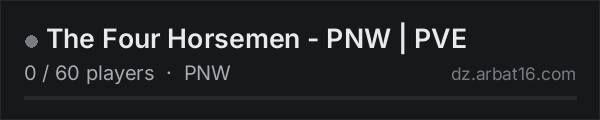 The Four Horsemen - PNW | PVE on the AR16 DayZ server list