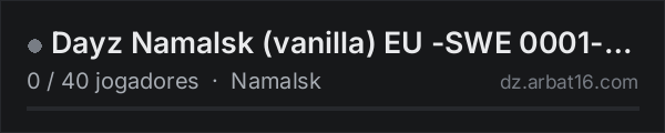 Dayz Namalsk (vanilla) EU -SWE 0001- Regular (TPP) na lista de servidores de DayZ da AR16