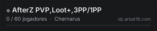 AfterZ PVP,Loot+,3PP/1PP na lista de servidores de DayZ da AR16