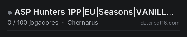 ASP Hunters 1PP|EU|Seasons|VANILLA++|Skills na lista de servidores de DayZ da AR16