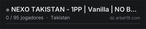 NEXO TAKISTAN - 1PP | Vanilla | NO BASES | 4 MAN MAX na lista de servidores de DayZ da AR16