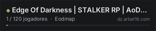 Edge Of Darkness | STALKER RP | AoD | RU1 na lista de servidores de DayZ da AR16