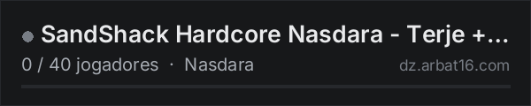 SandShack Hardcore Nasdara - Terje + Expansion na lista de servidores de DayZ da AR16